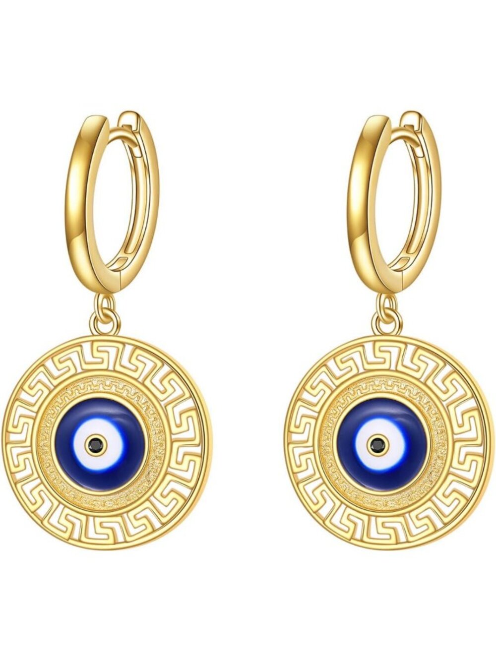 925 Sterling Silver Evil Eye Hoop Dangle Earrings - Unique Jewelry Gift for Her